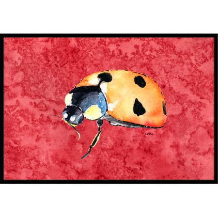Carolines Treasures Lady Bug on Red Indoor Or Outdoor Doormat - 18 x 27 in. 8869MAT